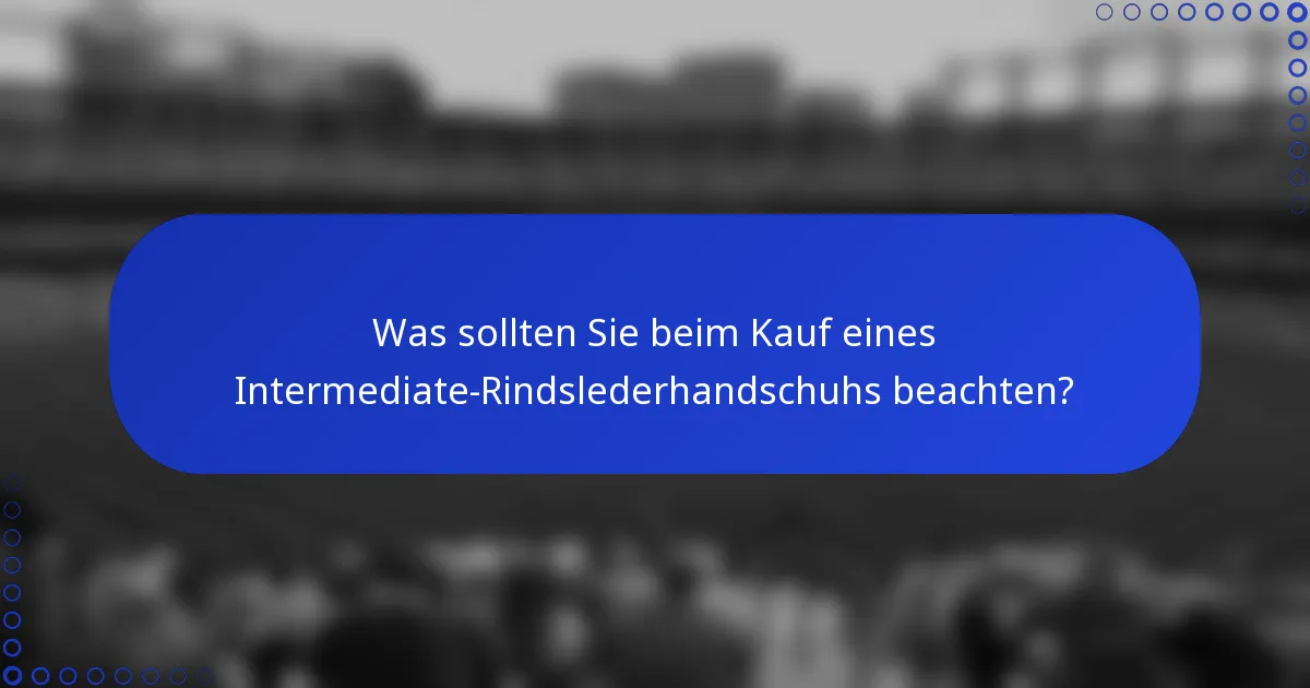 Was sollten Sie beim Kauf eines Intermediate-Rindslederhandschuhs beachten?