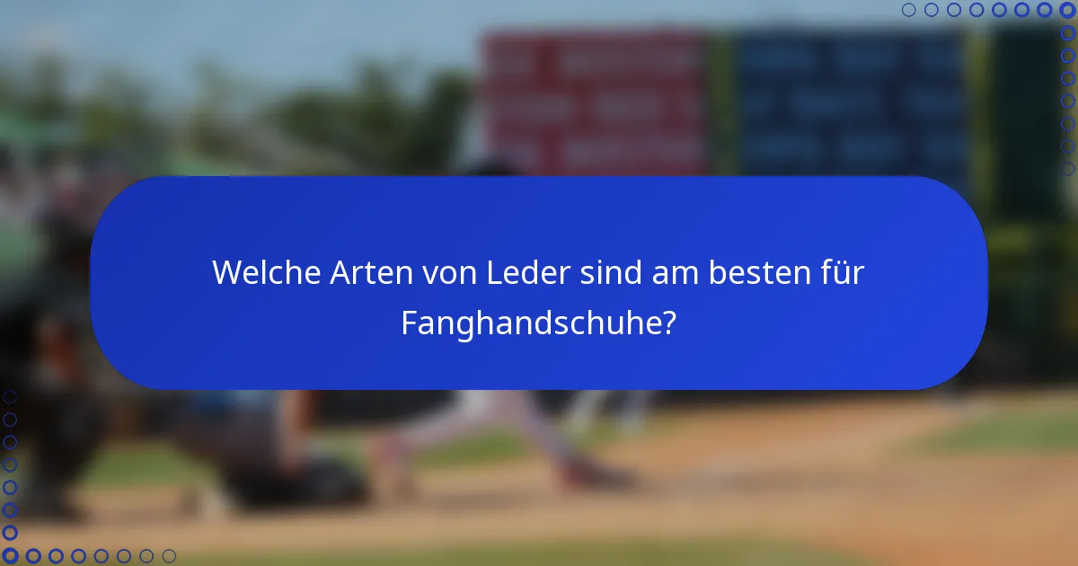 Welche Arten von Leder sind am besten für Fanghandschuhe?
