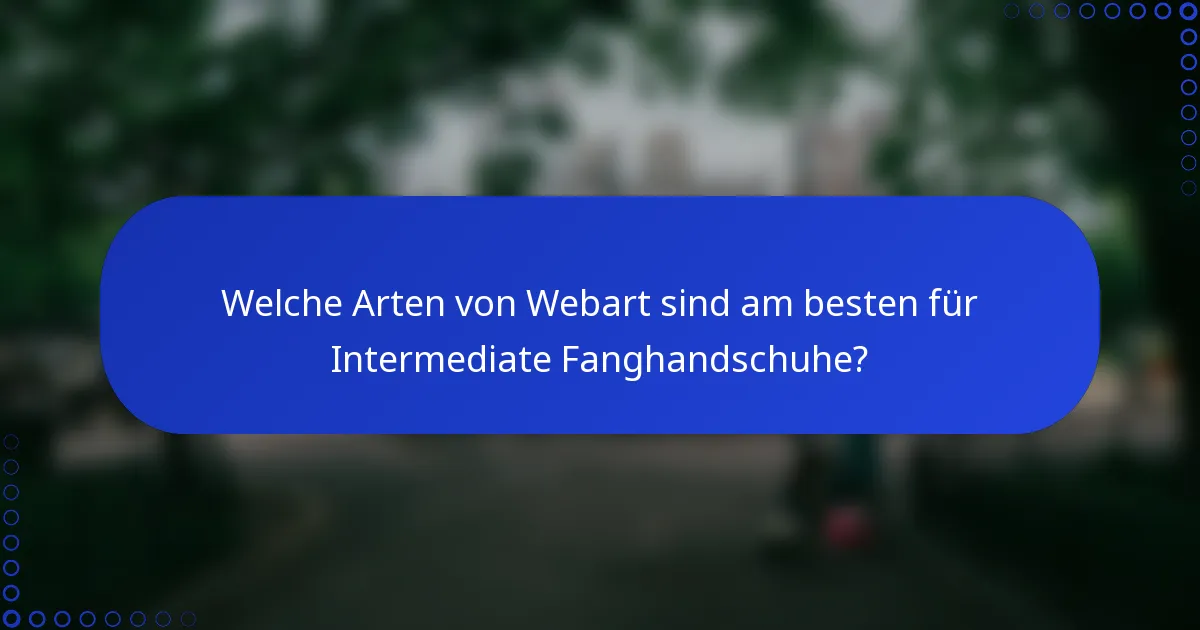 Welche Arten von Webart sind am besten für Intermediate Fanghandschuhe?