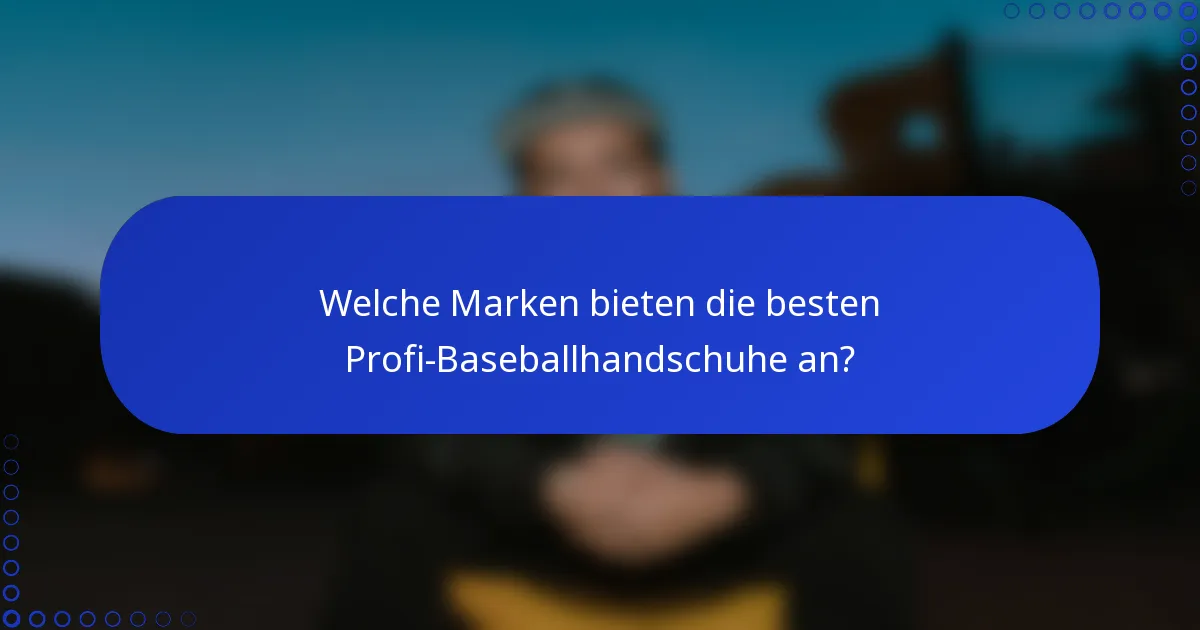 Welche Marken bieten die besten Profi-Baseballhandschuhe an?