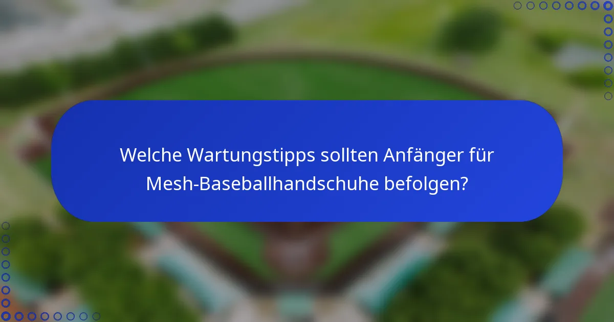 Welche Wartungstipps sollten Anfänger für Mesh-Baseballhandschuhe befolgen?
