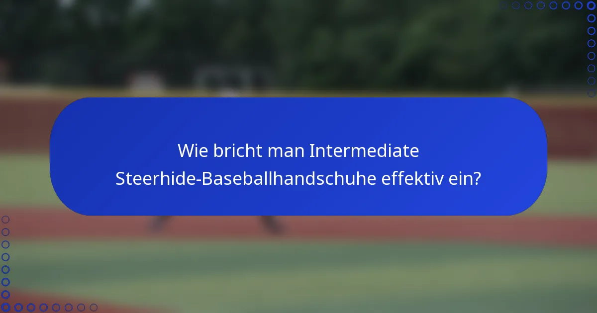 Wie bricht man Intermediate Steerhide-Baseballhandschuhe effektiv ein?