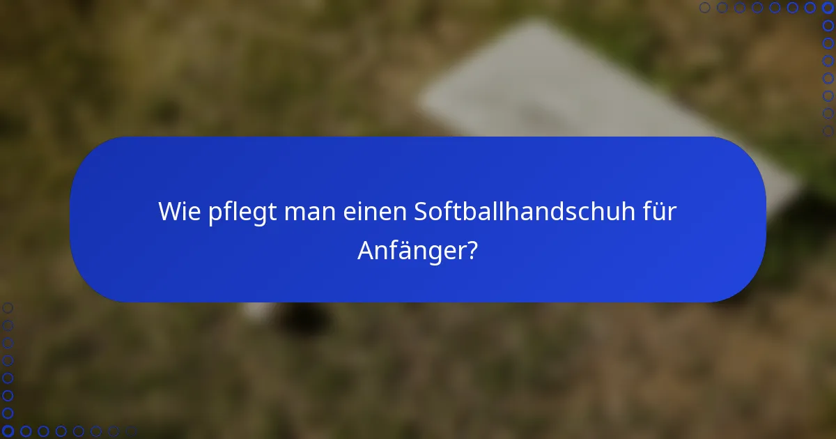 Wie pflegt man einen Softballhandschuh für Anfänger?