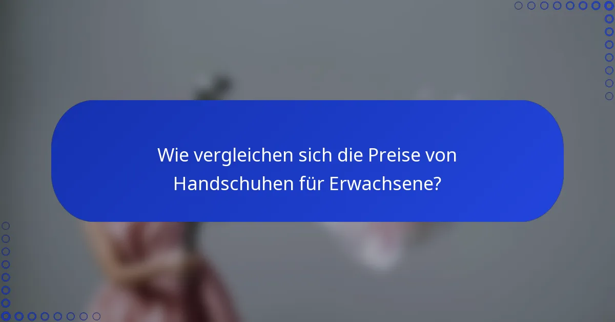 Wie vergleichen sich die Preise von Handschuhen für Erwachsene?