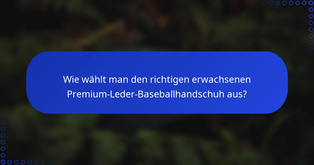 Wie wählt man den richtigen erwachsenen Premium-Leder-Baseballhandschuh aus?